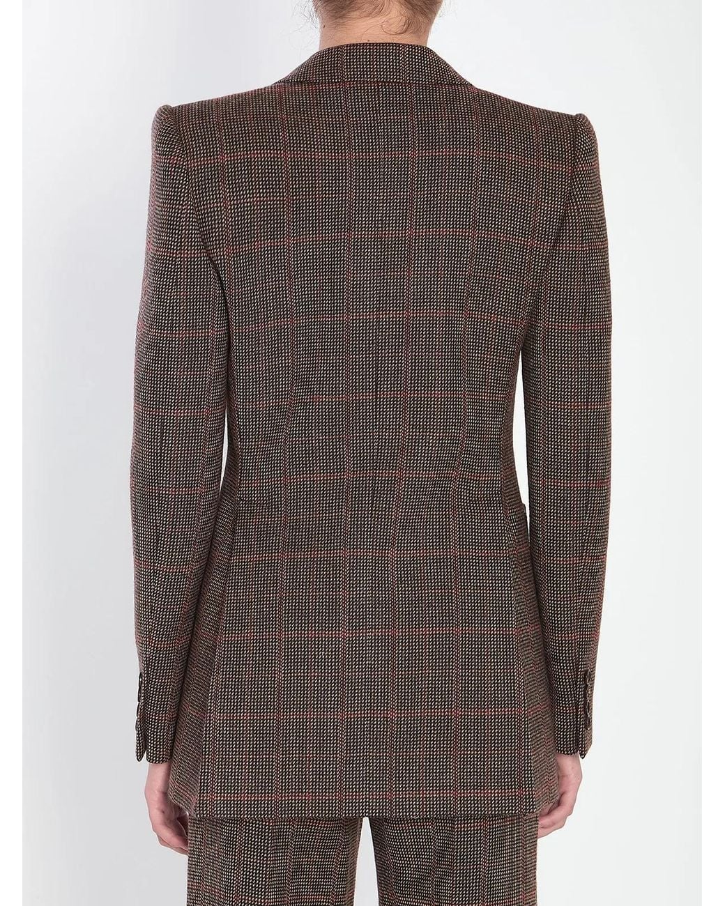 Chloé Brown Checked Wool Tailored Jacket