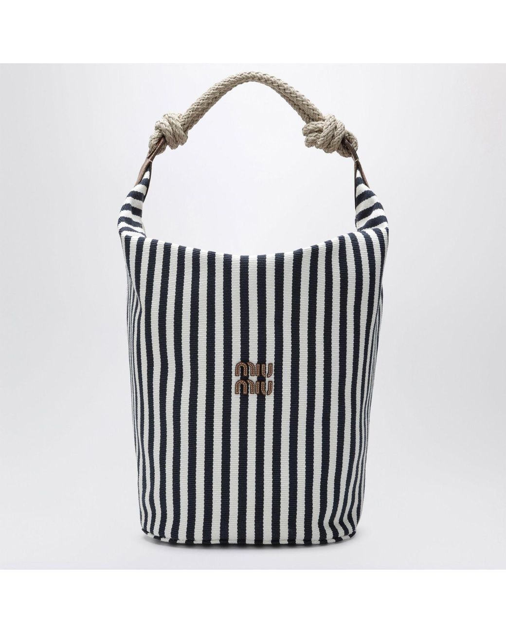 Miu Miu Black Cognac Striped Canvas Bag