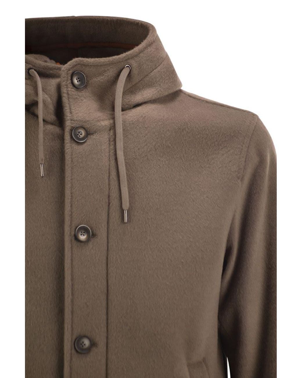 Herno Brown Wool-Effect Hooded Jacket for men
