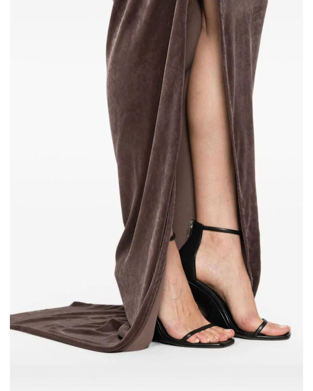 Rick Owens Brown High Neck Sleeveless Draped