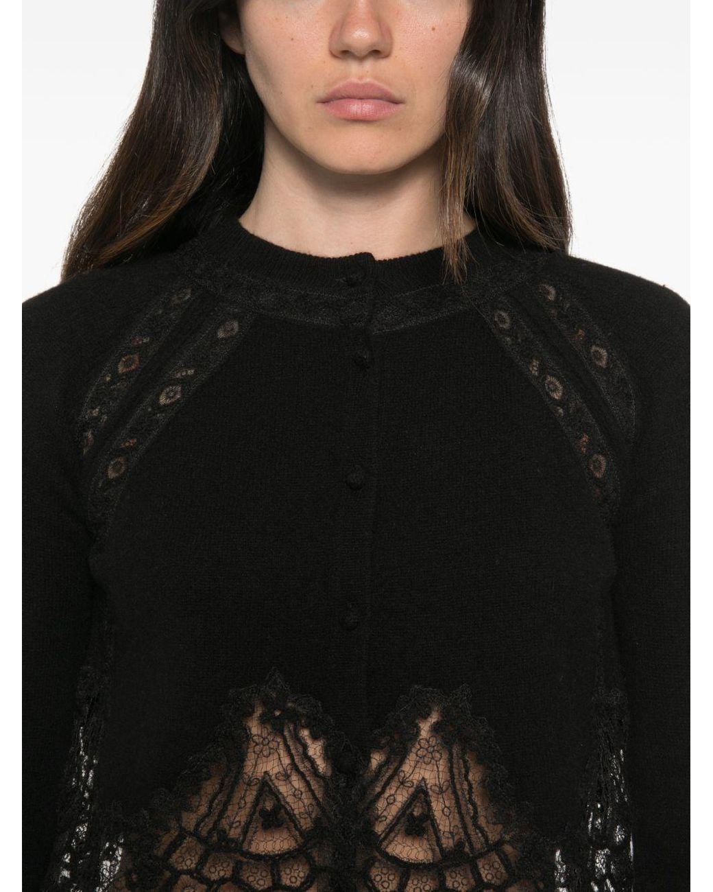 Ermanno Scervino Black Cashmere Lace Cardigan