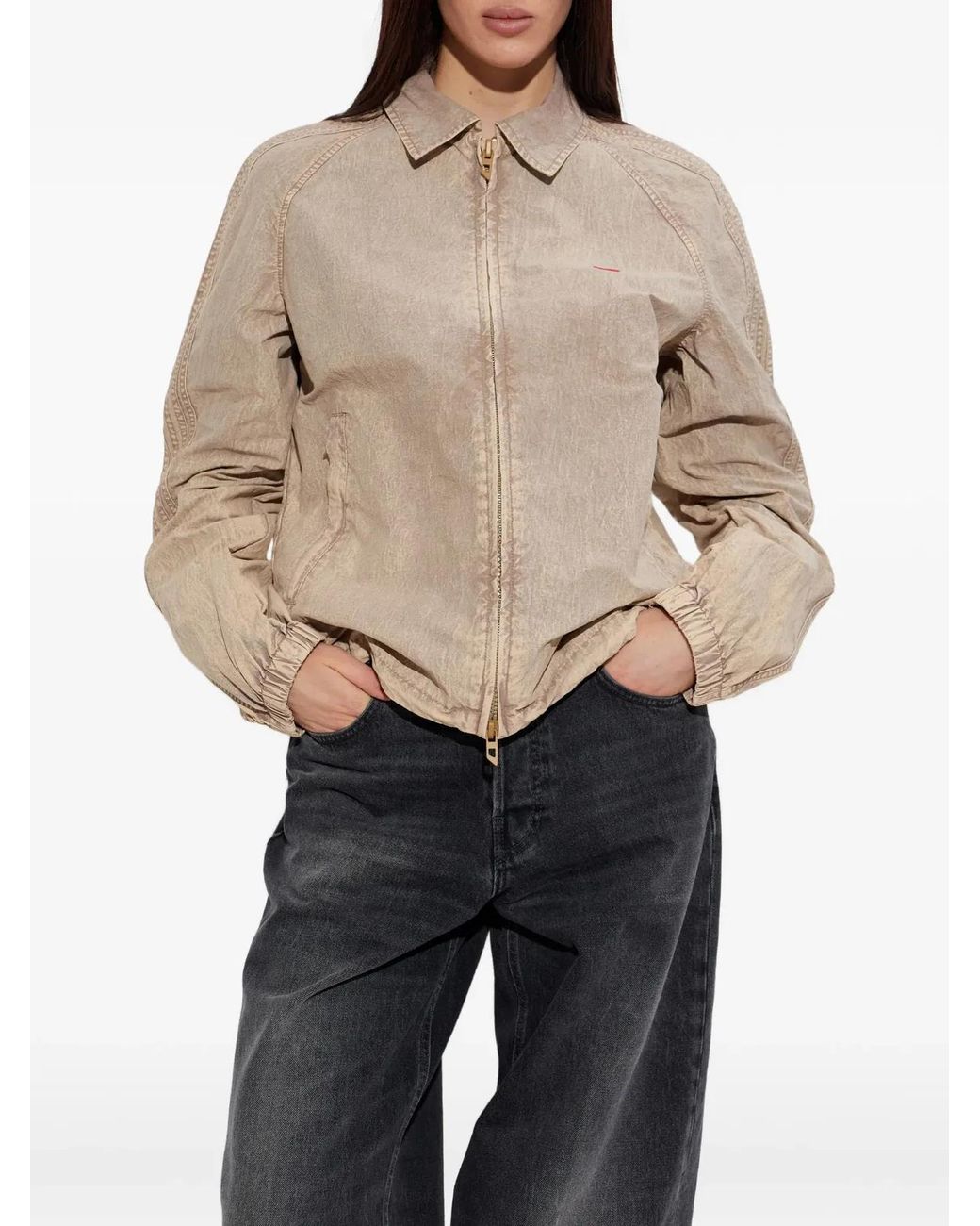 DIESEL Natural Two-Way Zip Nylon Jacket for men