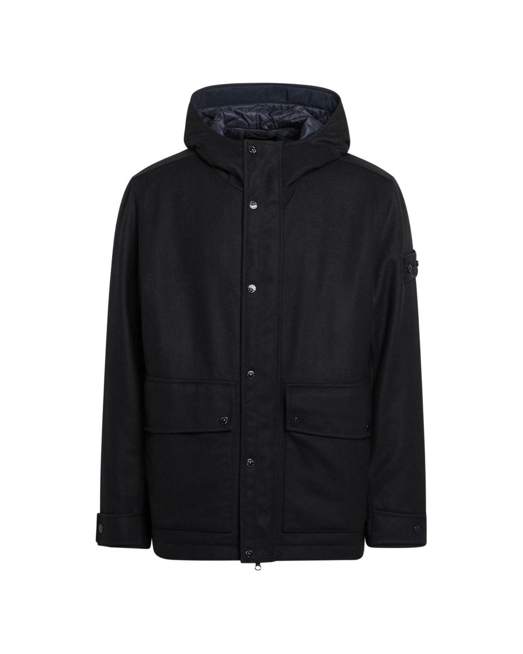 Stone Island Black 4100018 Wool Nylon Flannel_S.I. Ghost Parka for men