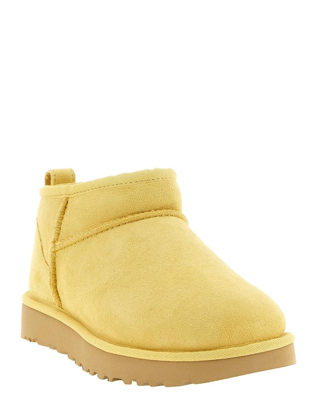 Ugg Yellow 'Classic Ultra Mini' Ankle Boots