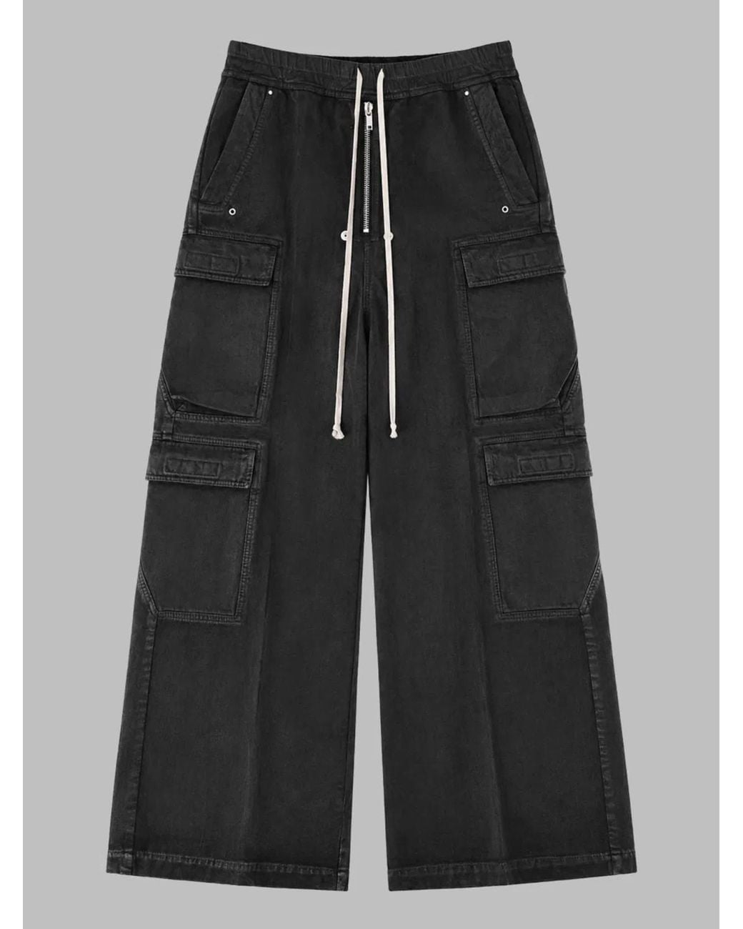 Rick Owens Black Jeans Double Cargo Jumbo Belas Cotton for men
