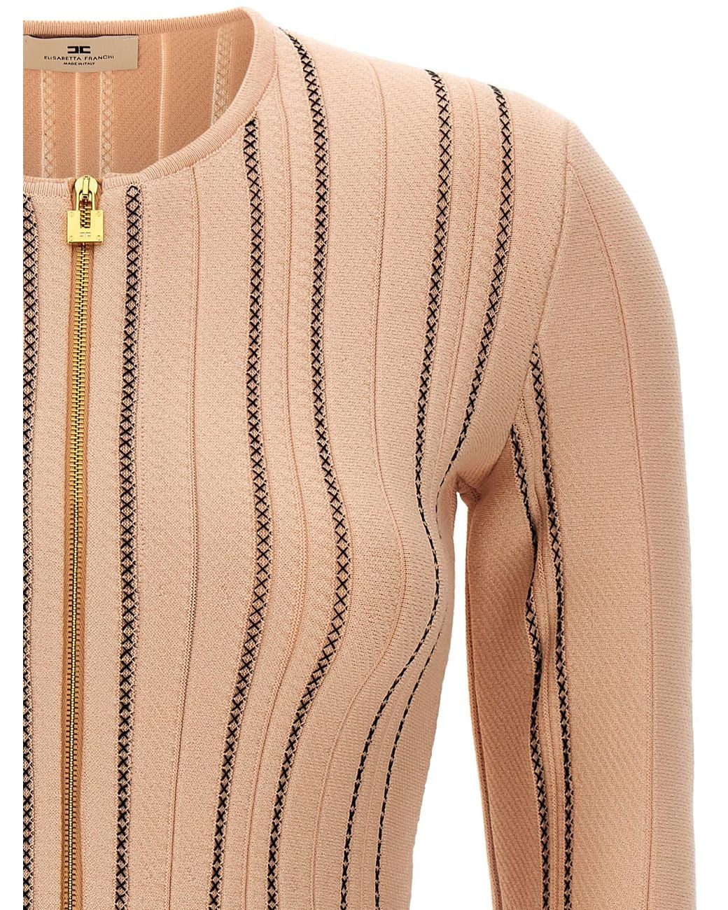 Elisabetta Franchi Pink Cropped Knit Cardigan