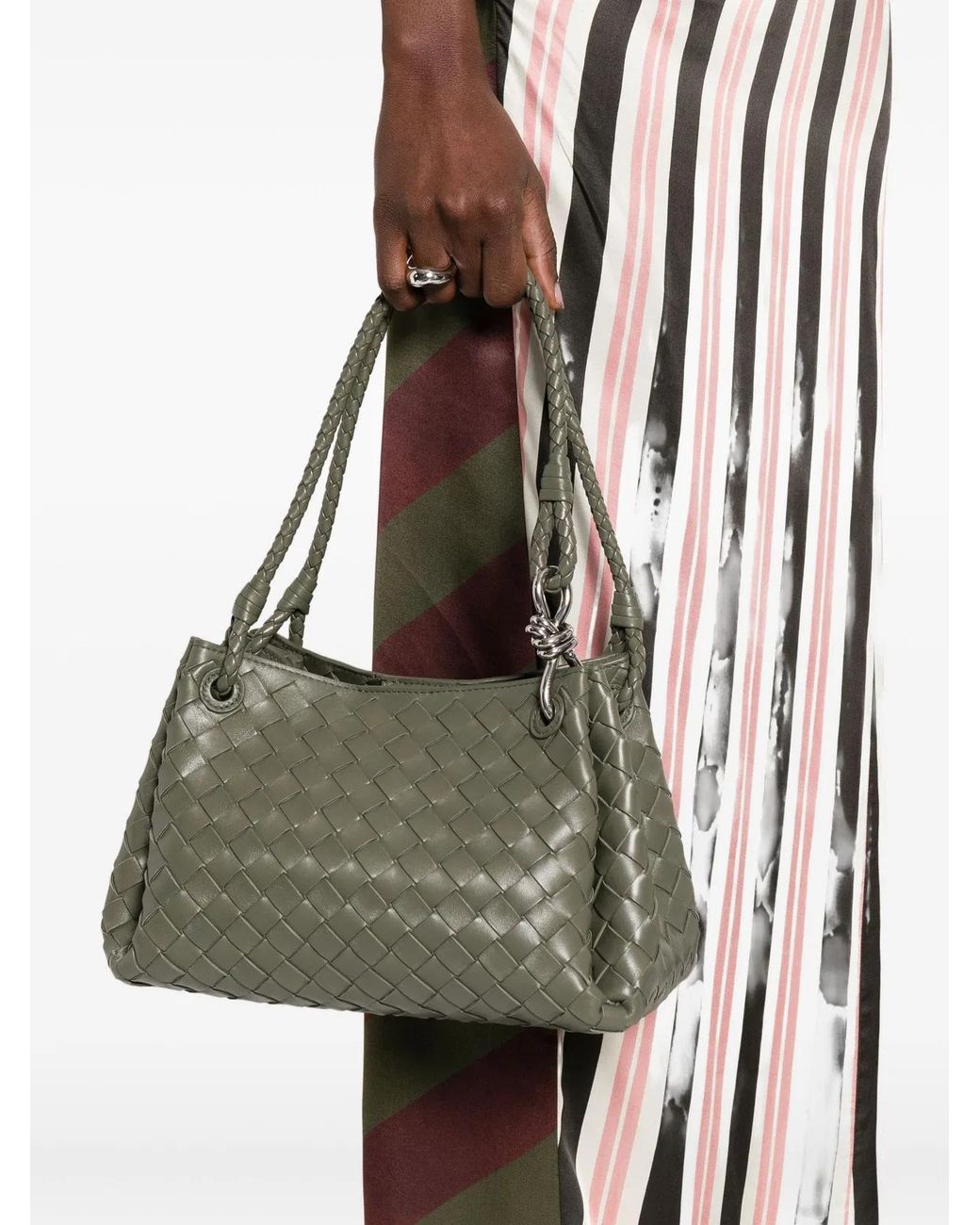 Bottega Veneta Gray Medium Leather Shoulder Bag