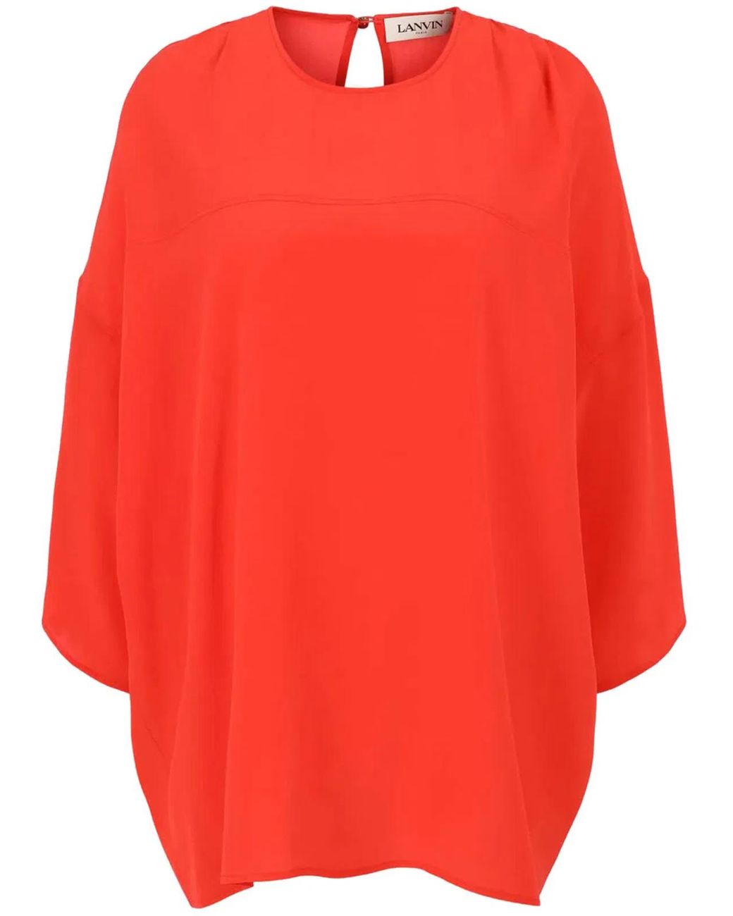 Lanvin Red Silk Round Neck Top