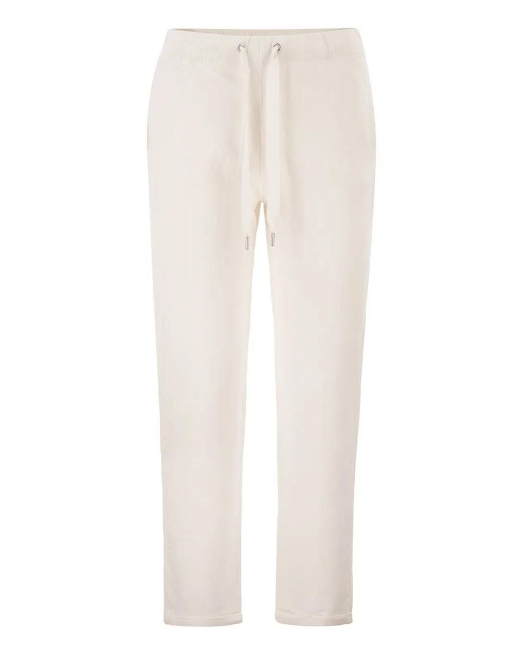 Majestic White Stretch Viscose Jogger Trousers With Drawstring Waist
