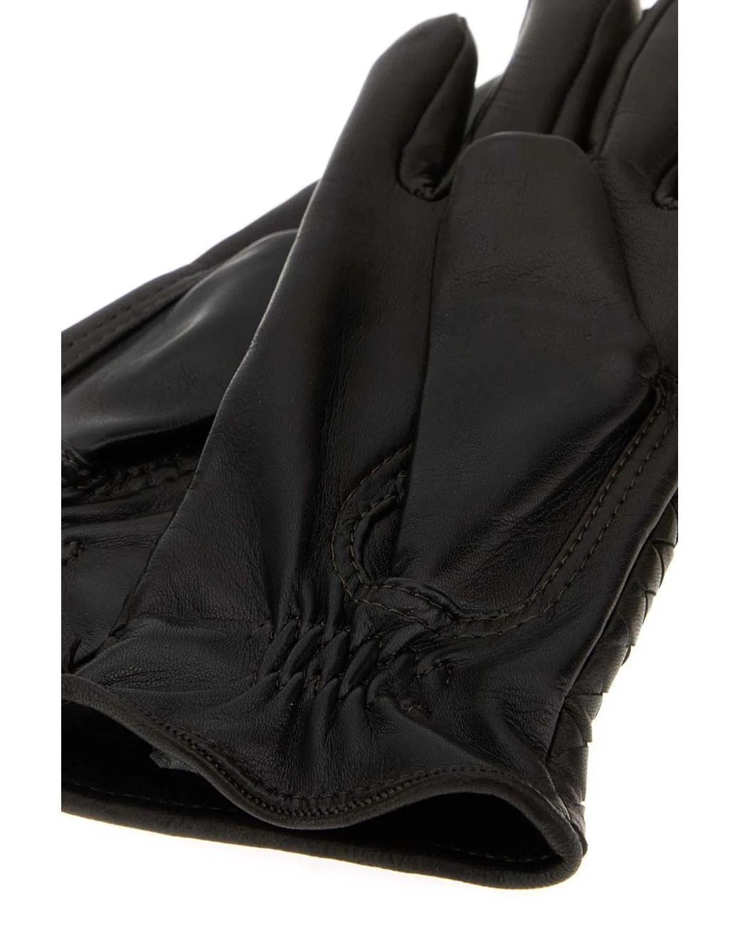 Bottega Veneta Black Intrecciato Leather Gloves