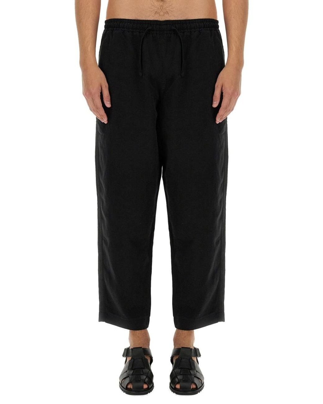 YMC Black Linen Blend Pants for men