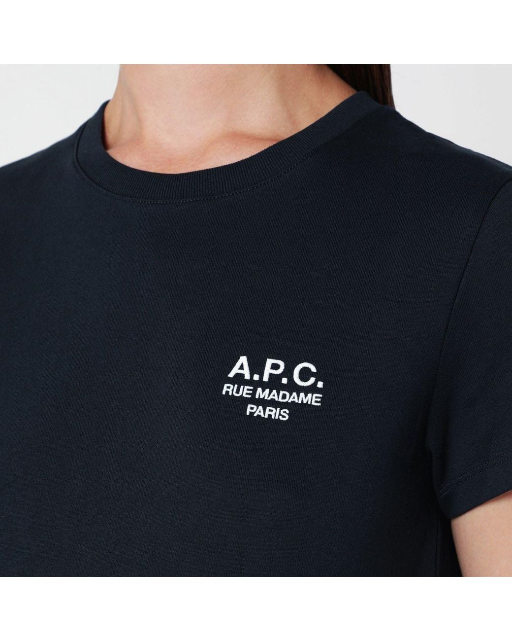 A.P.C. Black Dark Cotton Tshirt With Embroidery