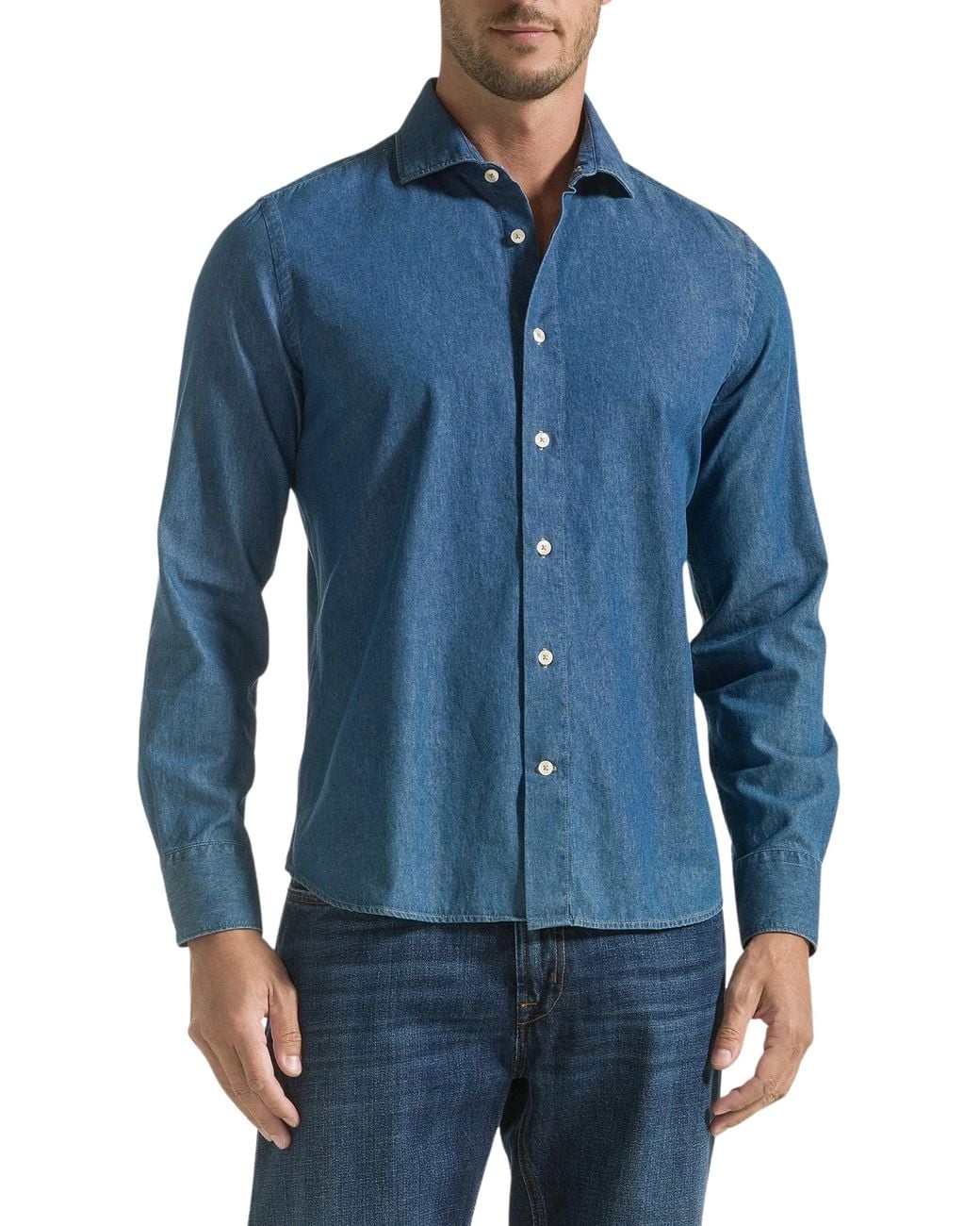 SEVENTY VENEZIA Blue Lightweight Denim Shirt for men