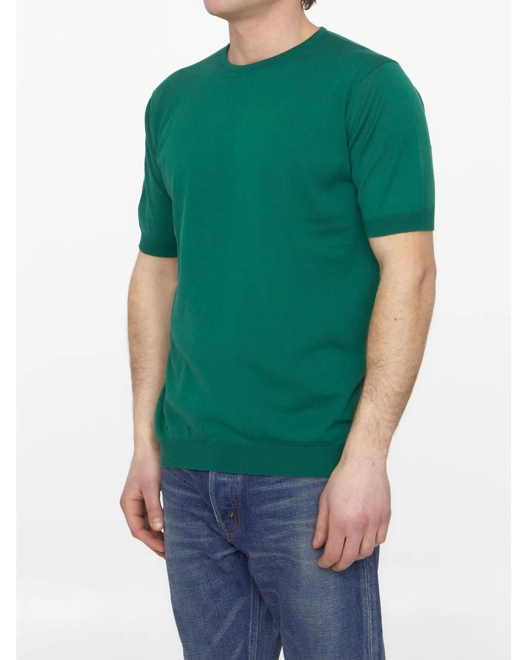 John Smedley Green Emerald Cotton Jumper for men