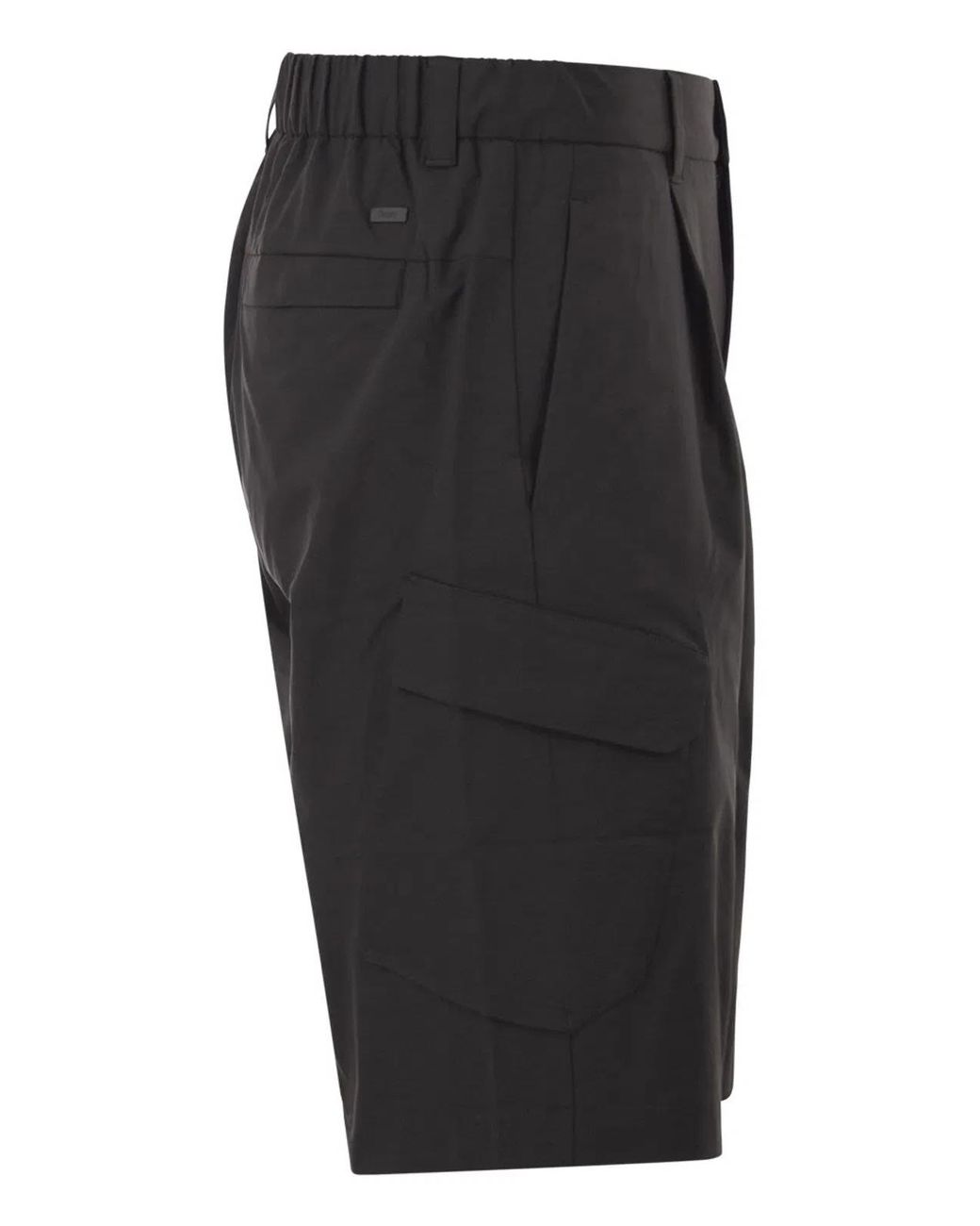 Herno Black Technical Fabric Cargo Bermuda Shorts for men