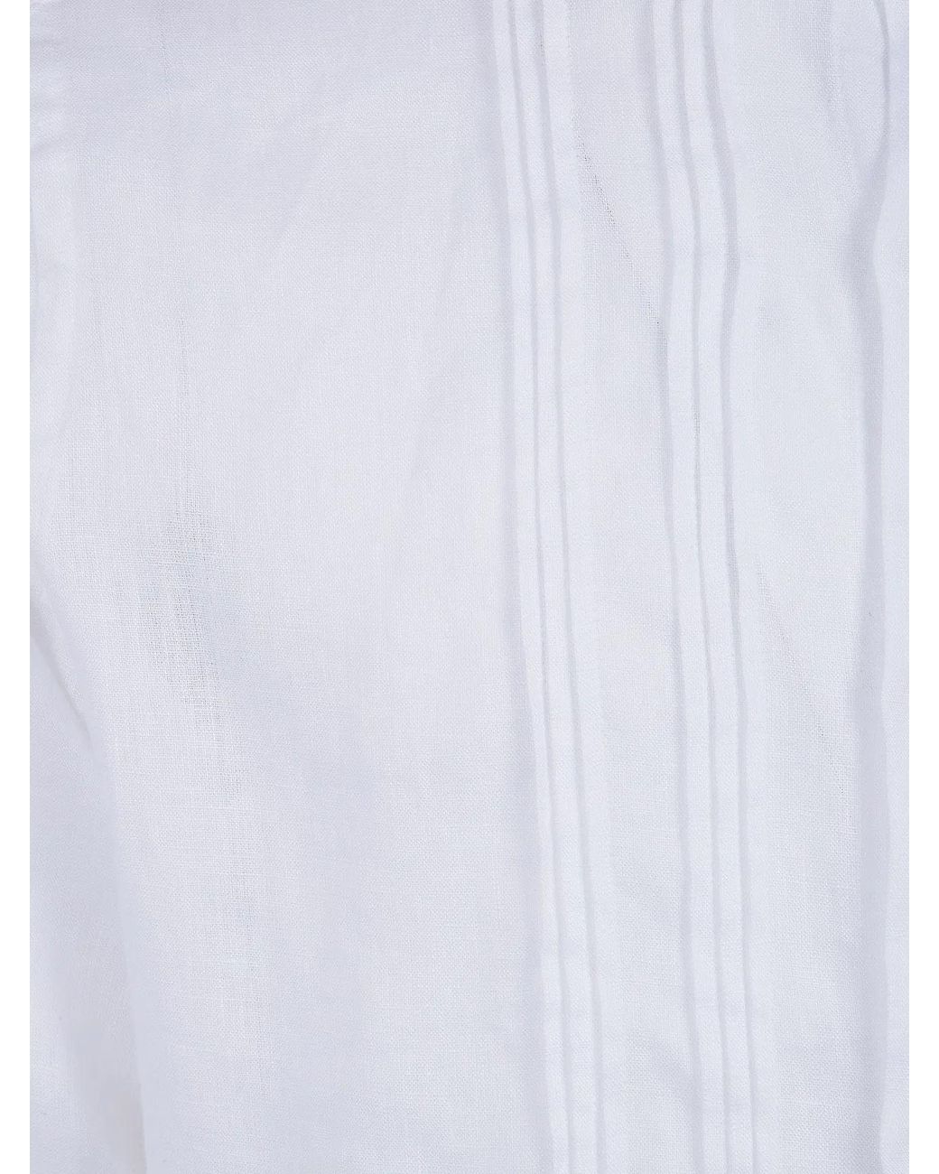 Tintoria Mattei 954 White Pleated Linen Shirt for men
