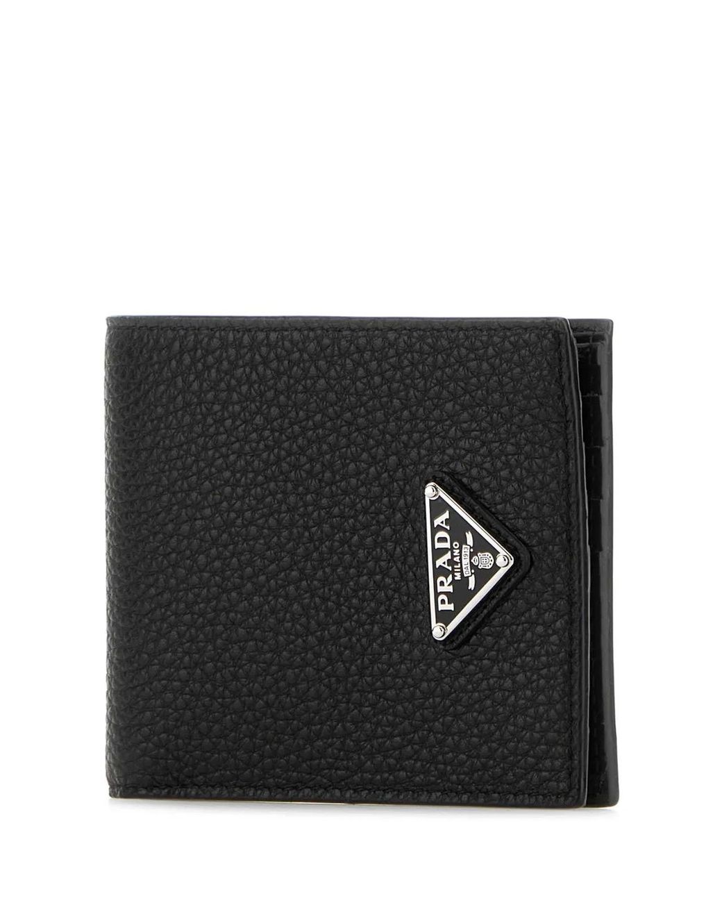 Prada Black Triangle Logo Enamel Wallet for men