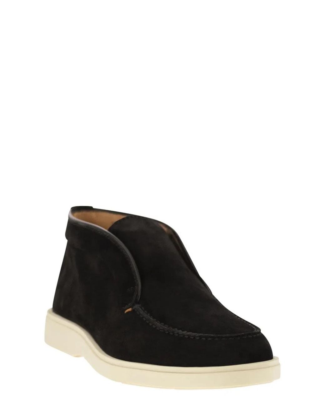 Santoni Black Suede Desert Boot for men
