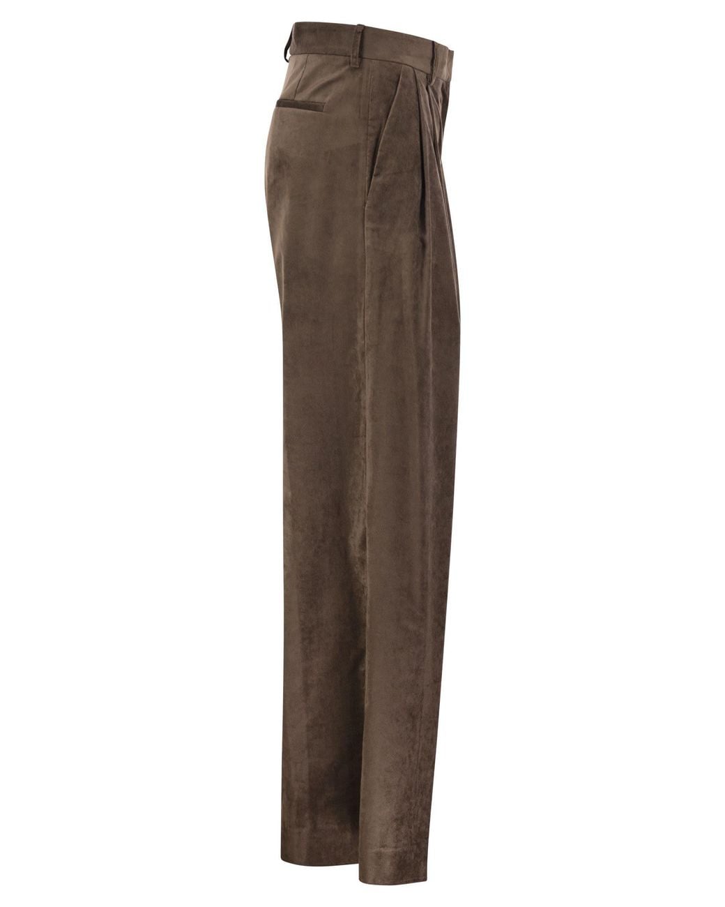 Antonelli Brown Wide-Leg Velvet Trousers