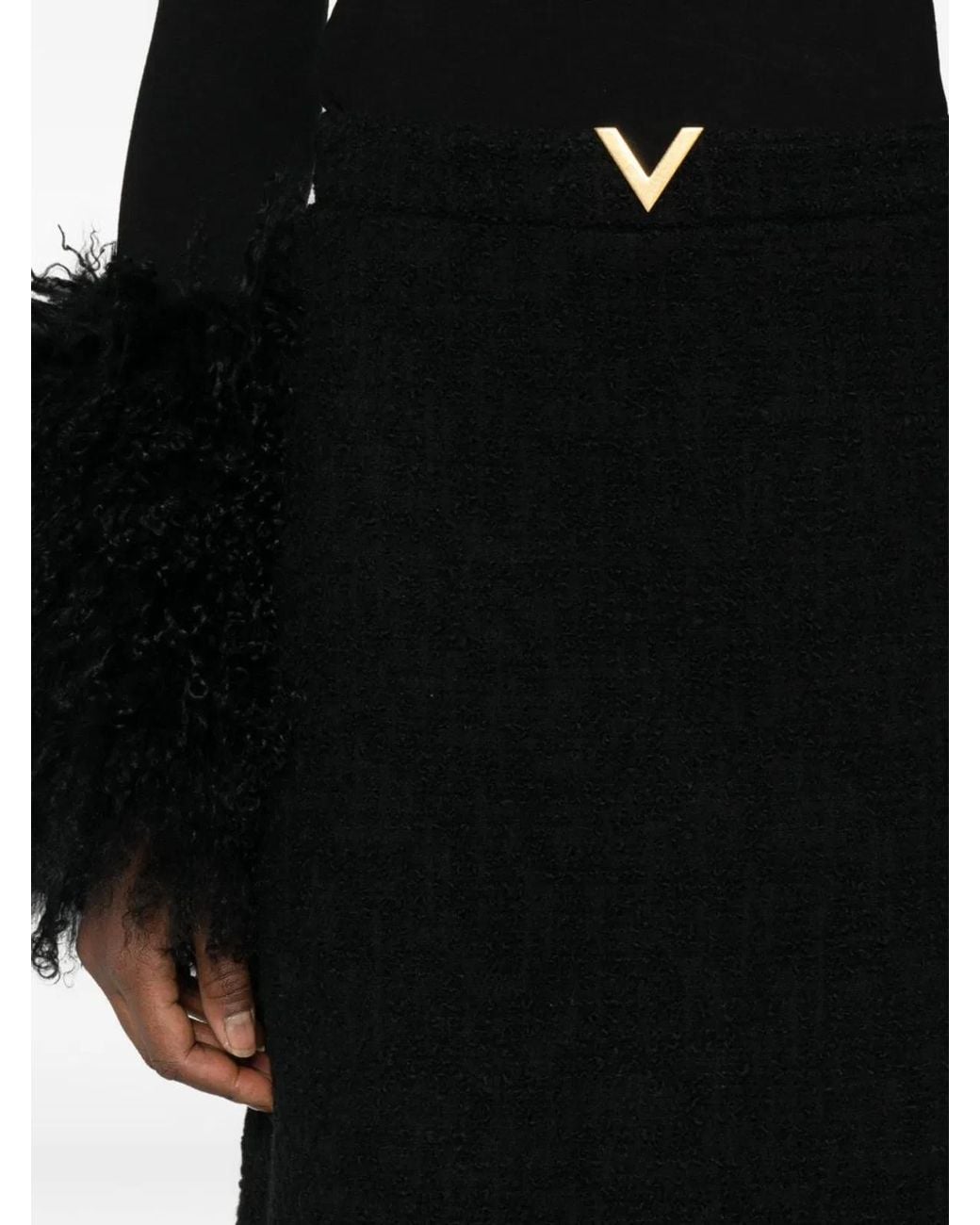 Valentino Black Vlogo Signature Wool Skirt