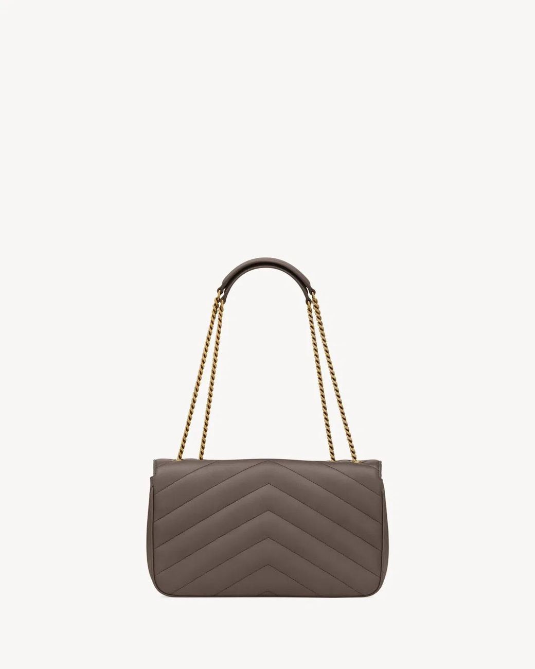 Saint Laurent Natural Dark Leather Medium Loulou Shoulder Bag