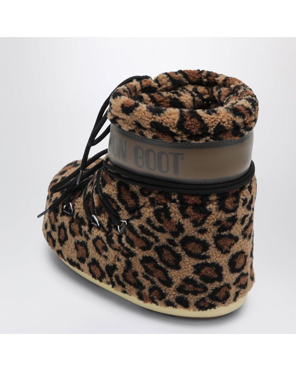 Moon Boot Black Icon Low Fleece Leopard Boots