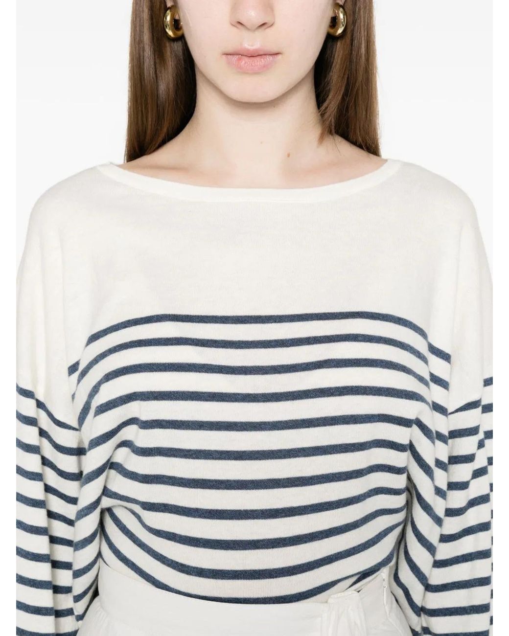 C.t. Plage White Striped Cotton Sweater