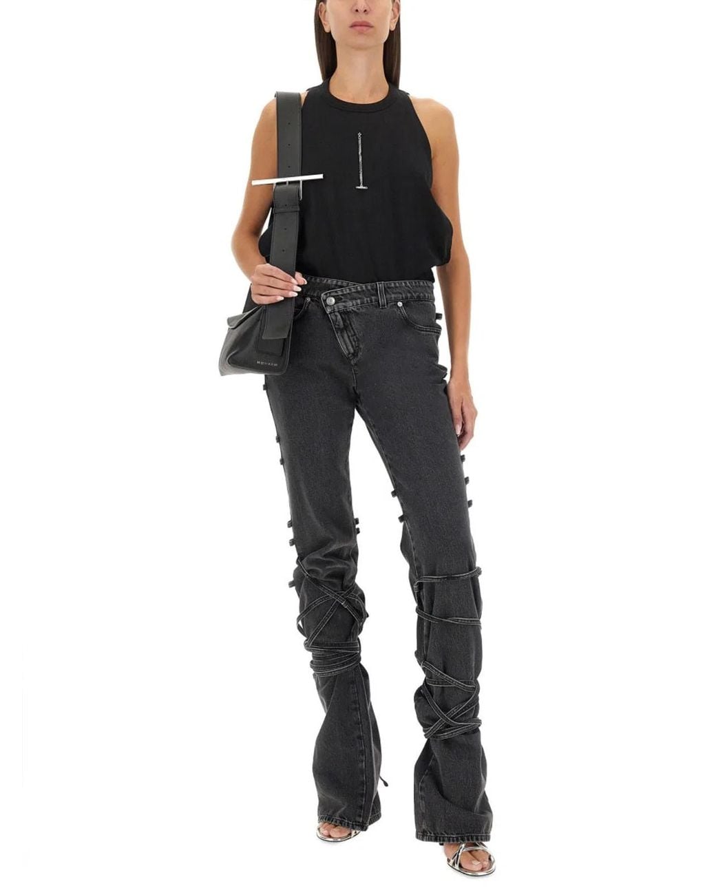 McQueen Black Ribbed Tank Top