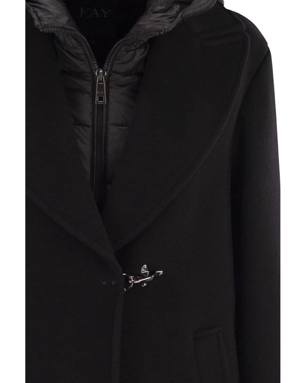 Fay Black Double Front Coat