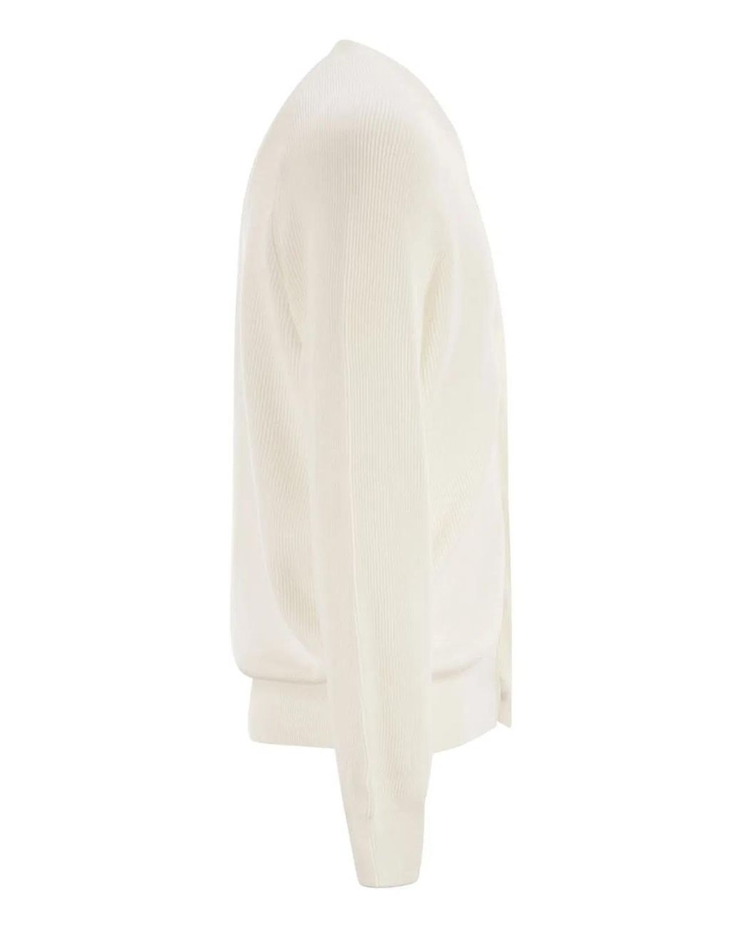 Brunello Cucinelli White English Coast Cotton Cardigan With Raglan Sleeves for men