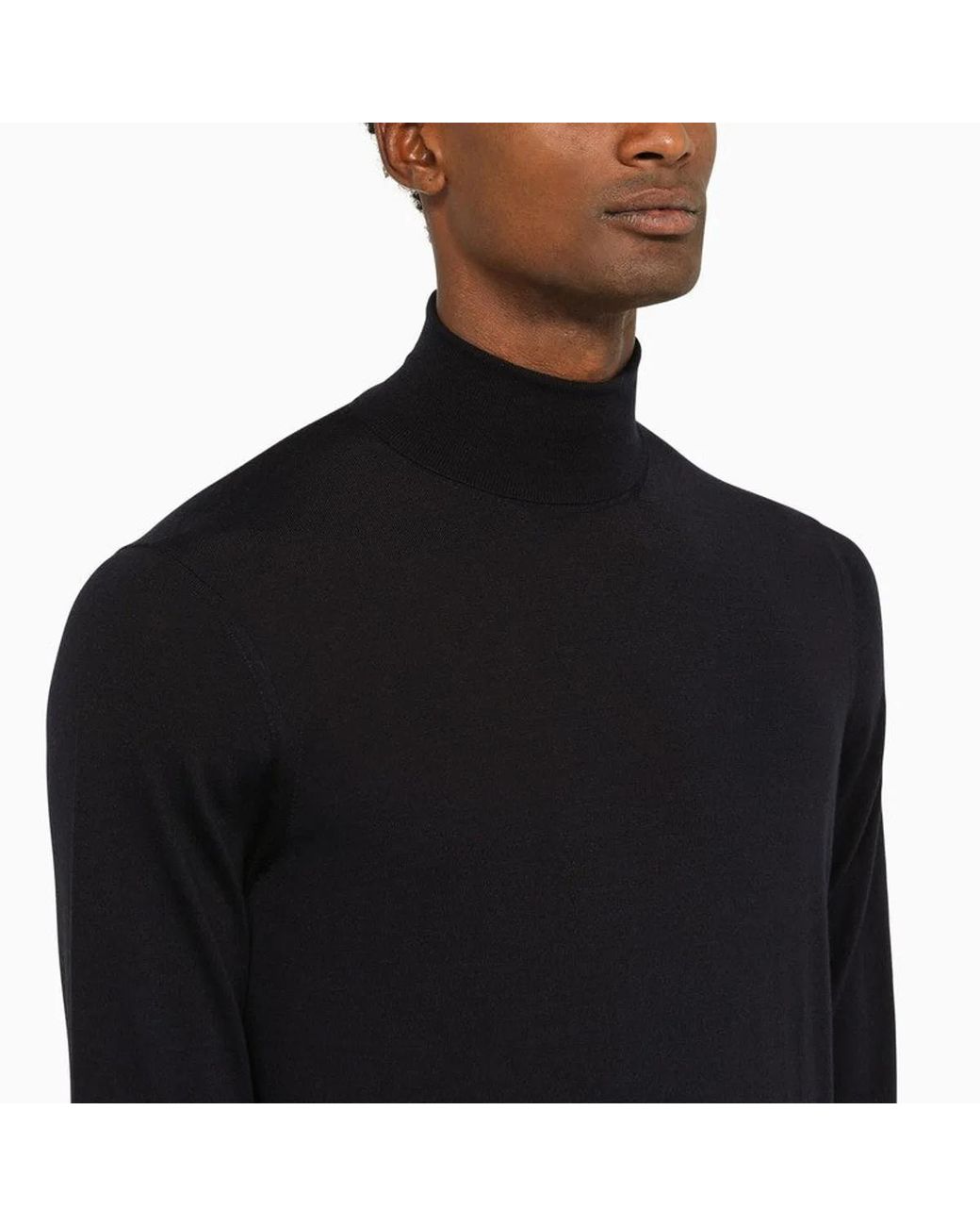 Drumohr Black Wool Turtleneck Sweater for men