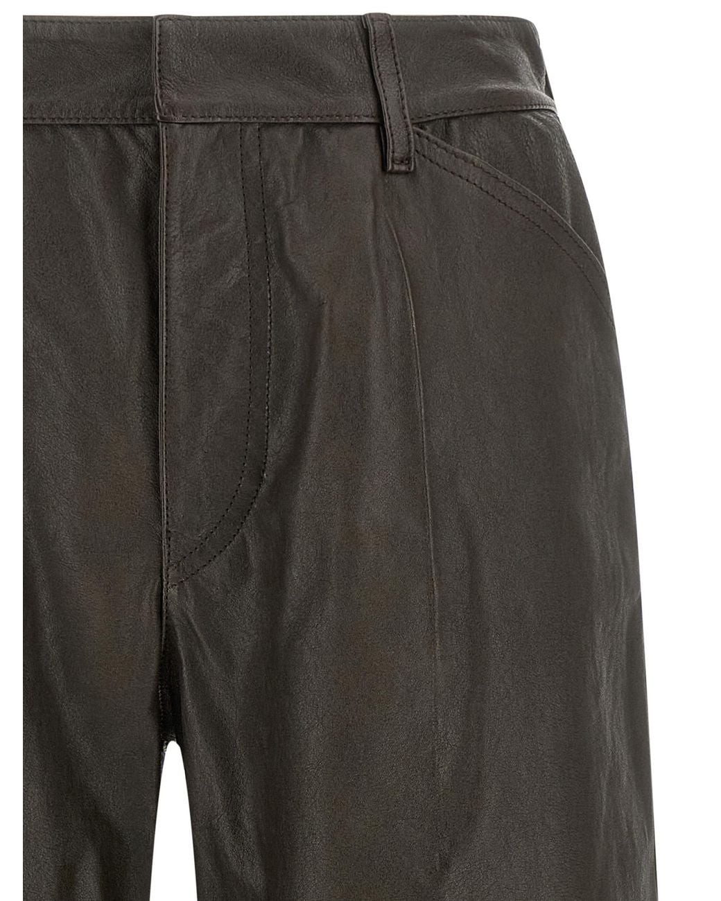 Lemaire Gray Leather Bermuda Shorts