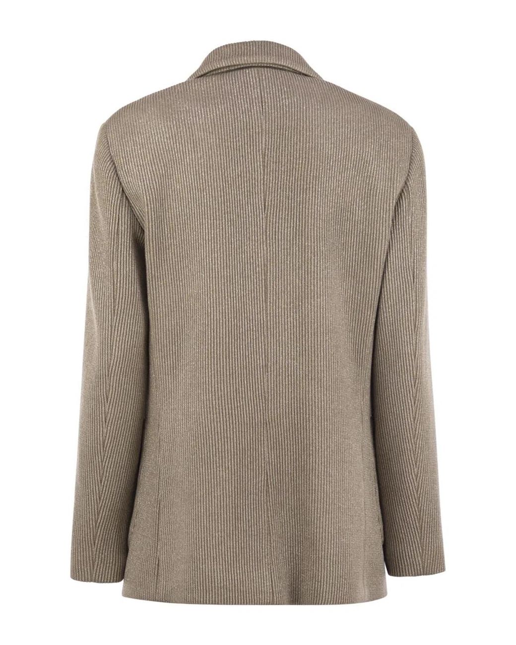 Brunello Cucinelli Brown Sparkling English Rib Cotton And Viscose Knitted Jacket With Monili