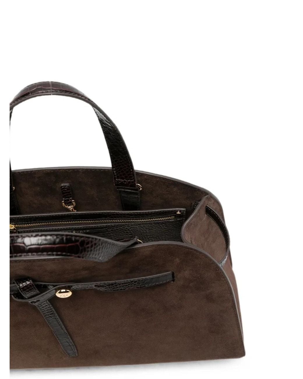 Tory Burch Brown Romy Suede Leather Boston Bag