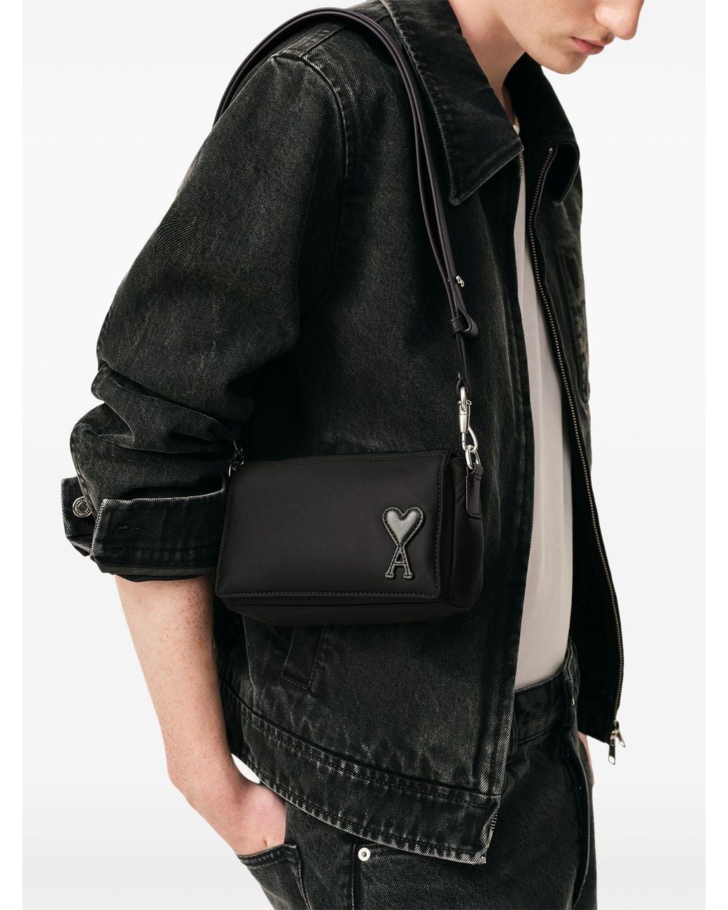 AMI Black Marcel Padded Shoulder Bag for men