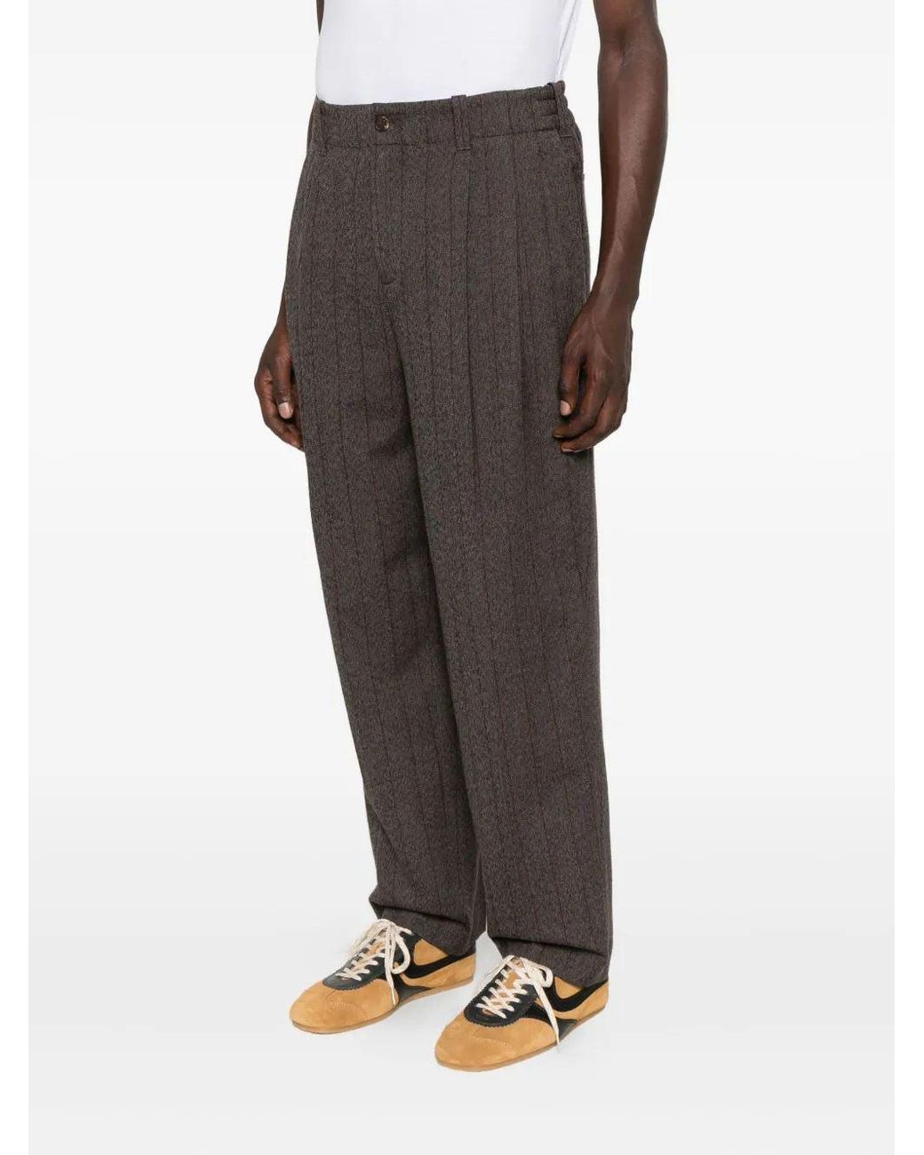 Golden Goose Deluxe Brand Gray Pinstripe-Pattern Wool Trousers for men