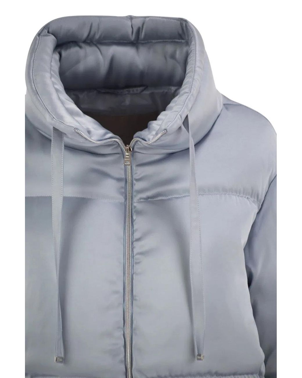 Herno Gray High-Neck Down Jacket With Drawstring Collar