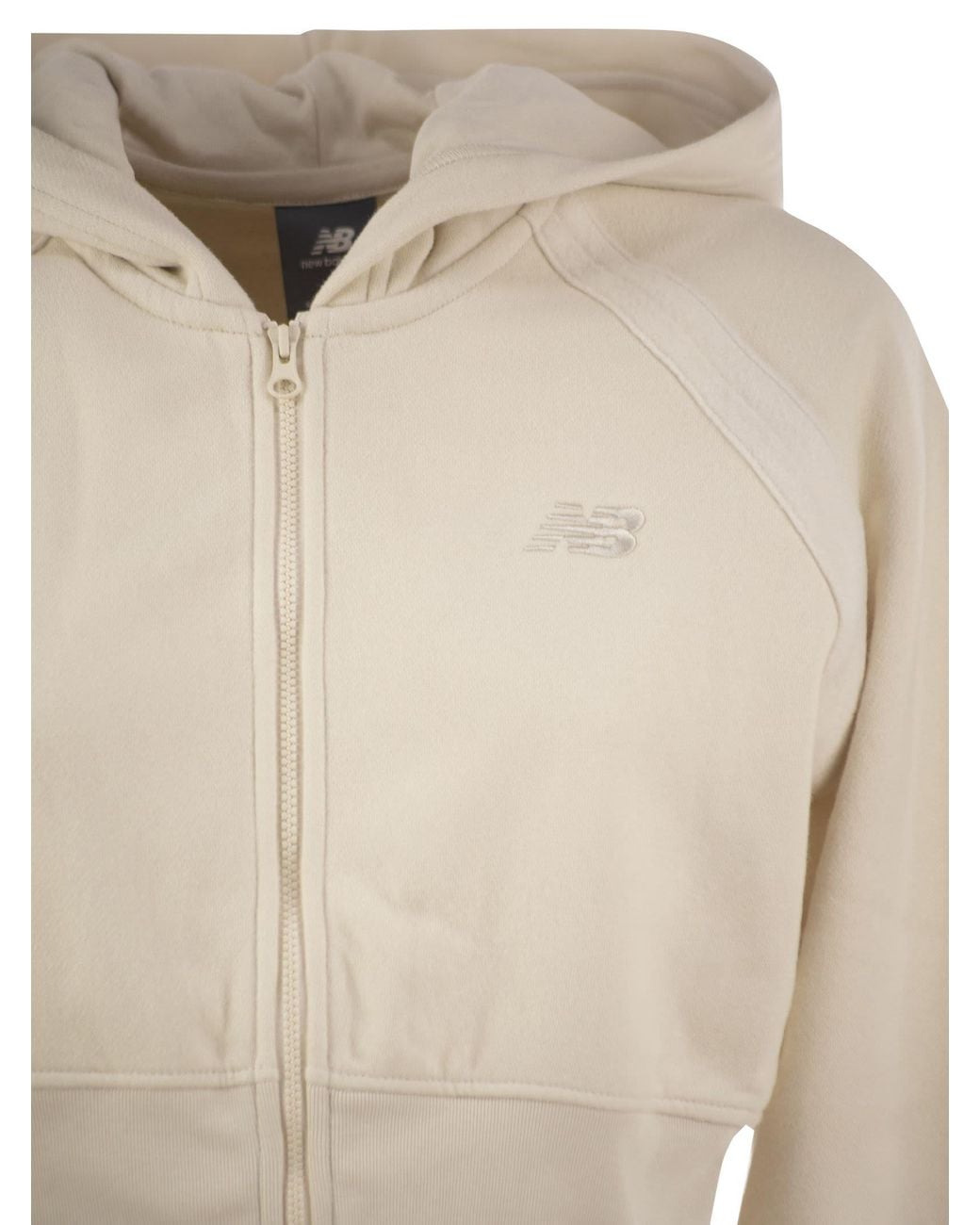 New Balance White Cropped Zip-Up Hoodie