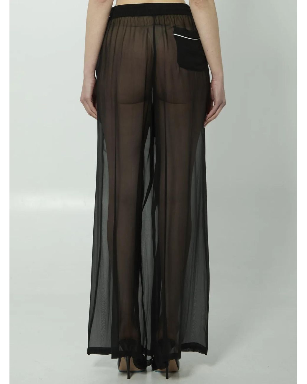 Dolce & Gabbana Black Silk Chiffon Pants