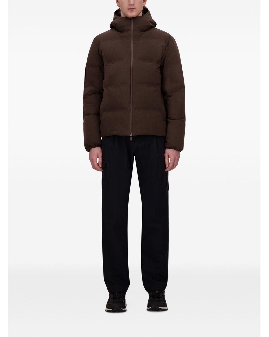 Herno Brown S Woven Half Coat for men