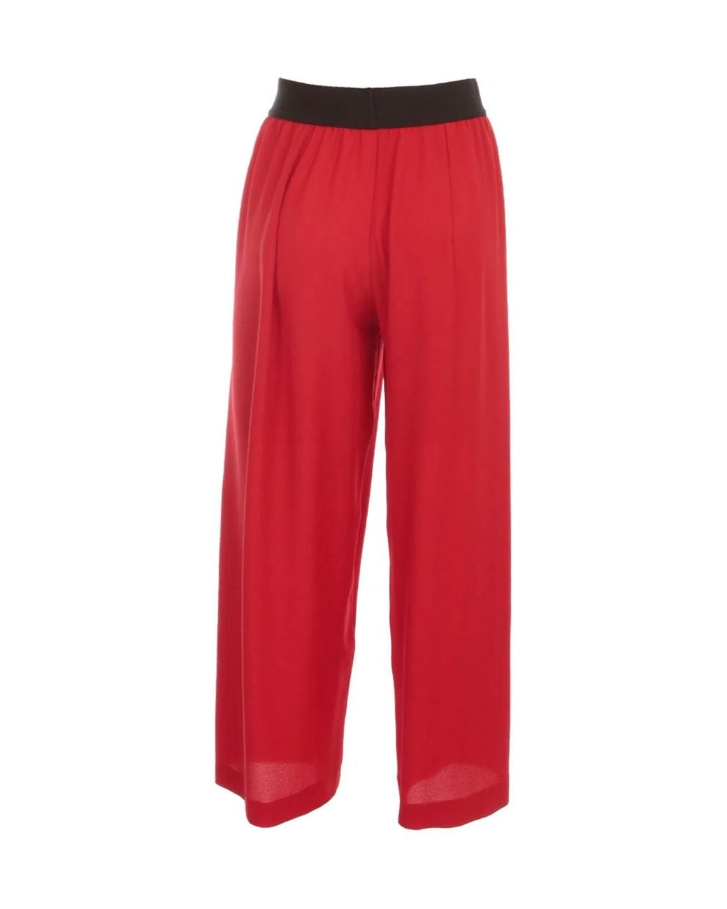 Maria Calderara Red Pants Wide Leg Crepe
