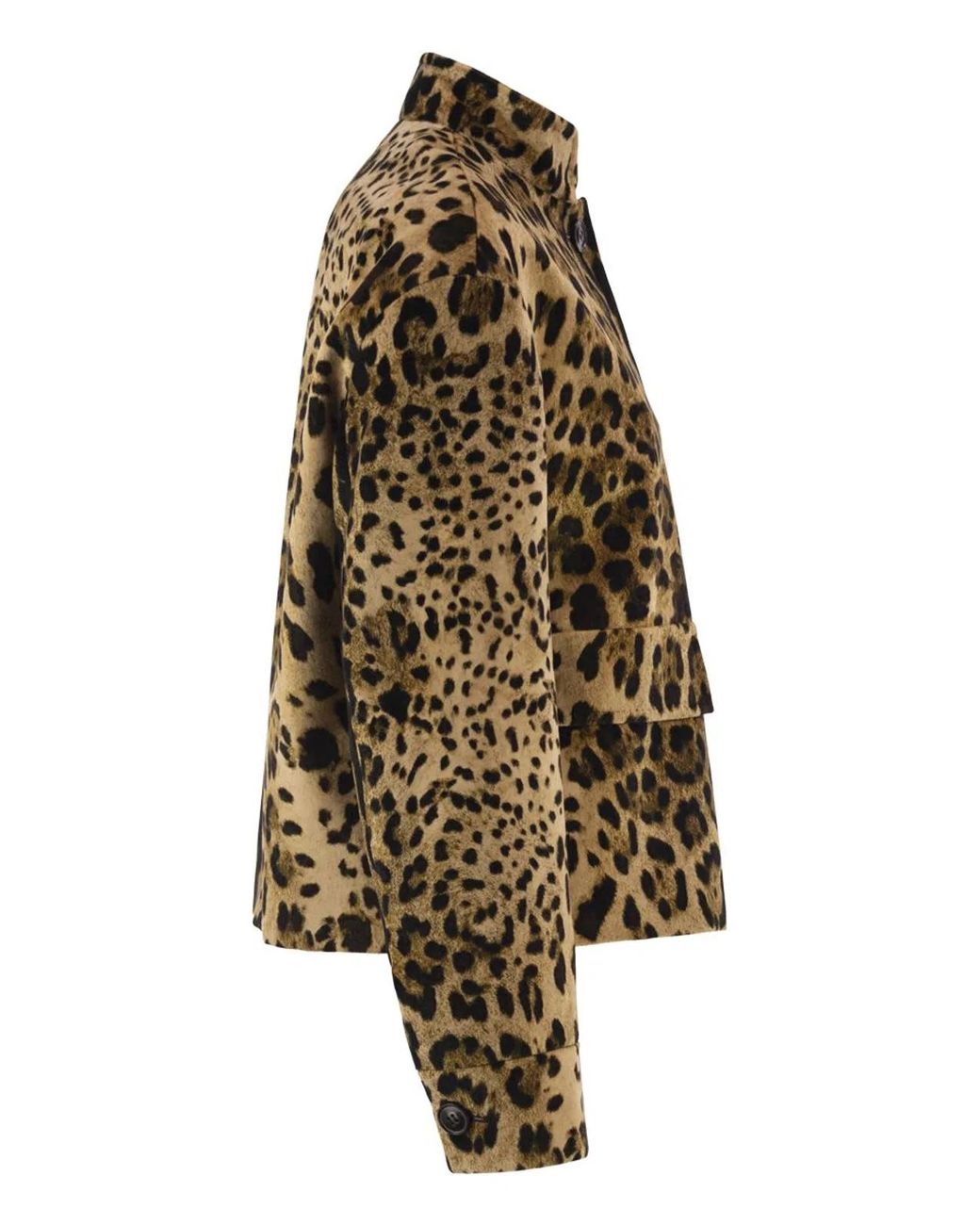 Max Mara Black Mstedro – Cropped Animal-Print Cotton Jacket