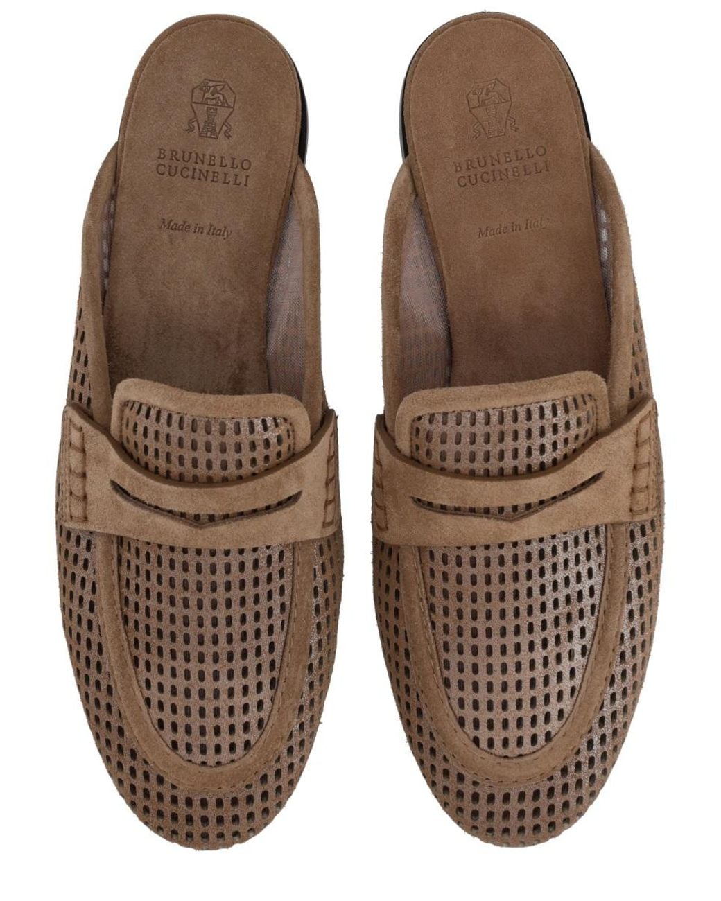Brunello Cucinelli Brown Mule "Sparkling Net"