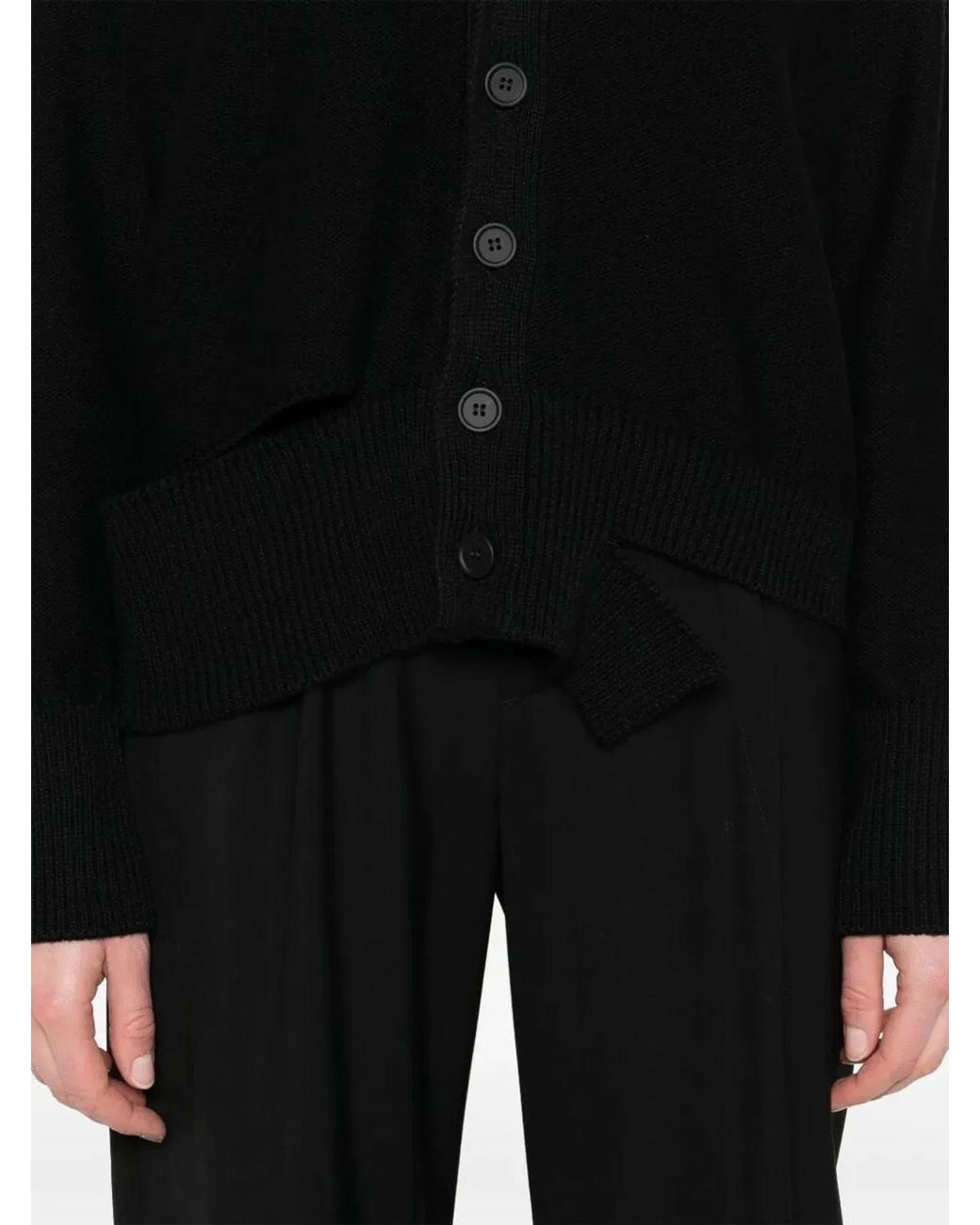 MM6 by Maison Margiela Black Cardigan With Cut-Out Details
