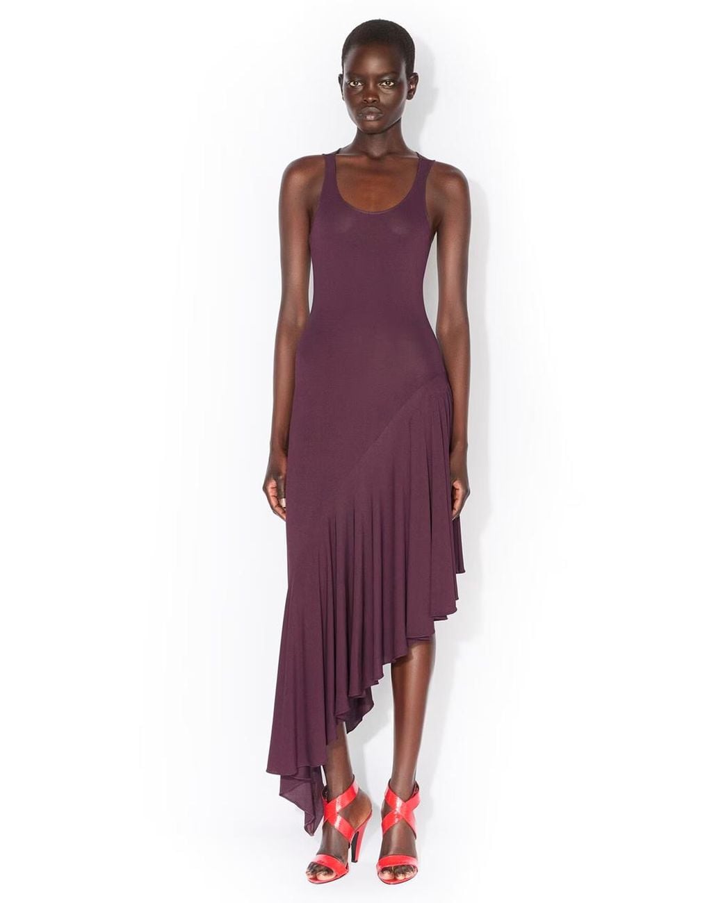 Alaïa Purple Alaia Asymmetric Fluid Jersey Dress