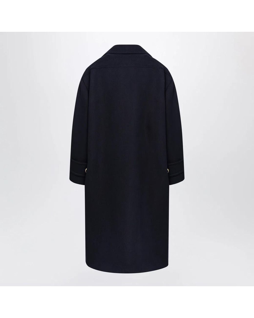 Balenciaga Blue Double-Breasted Long Pea Coat