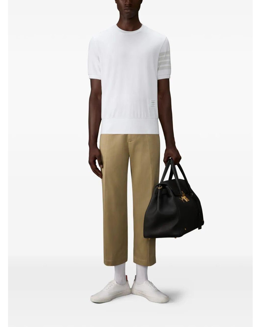 Thom Browne White Cotton Jersey 4-Bar T-Shirt for men