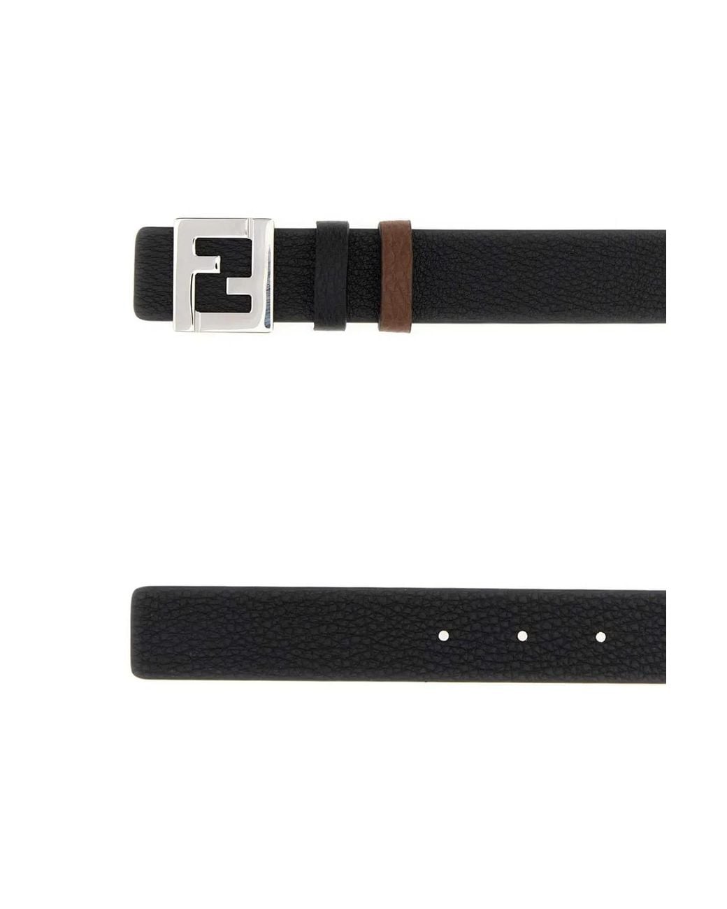 Fendi Black Leather Reversible Belt for men