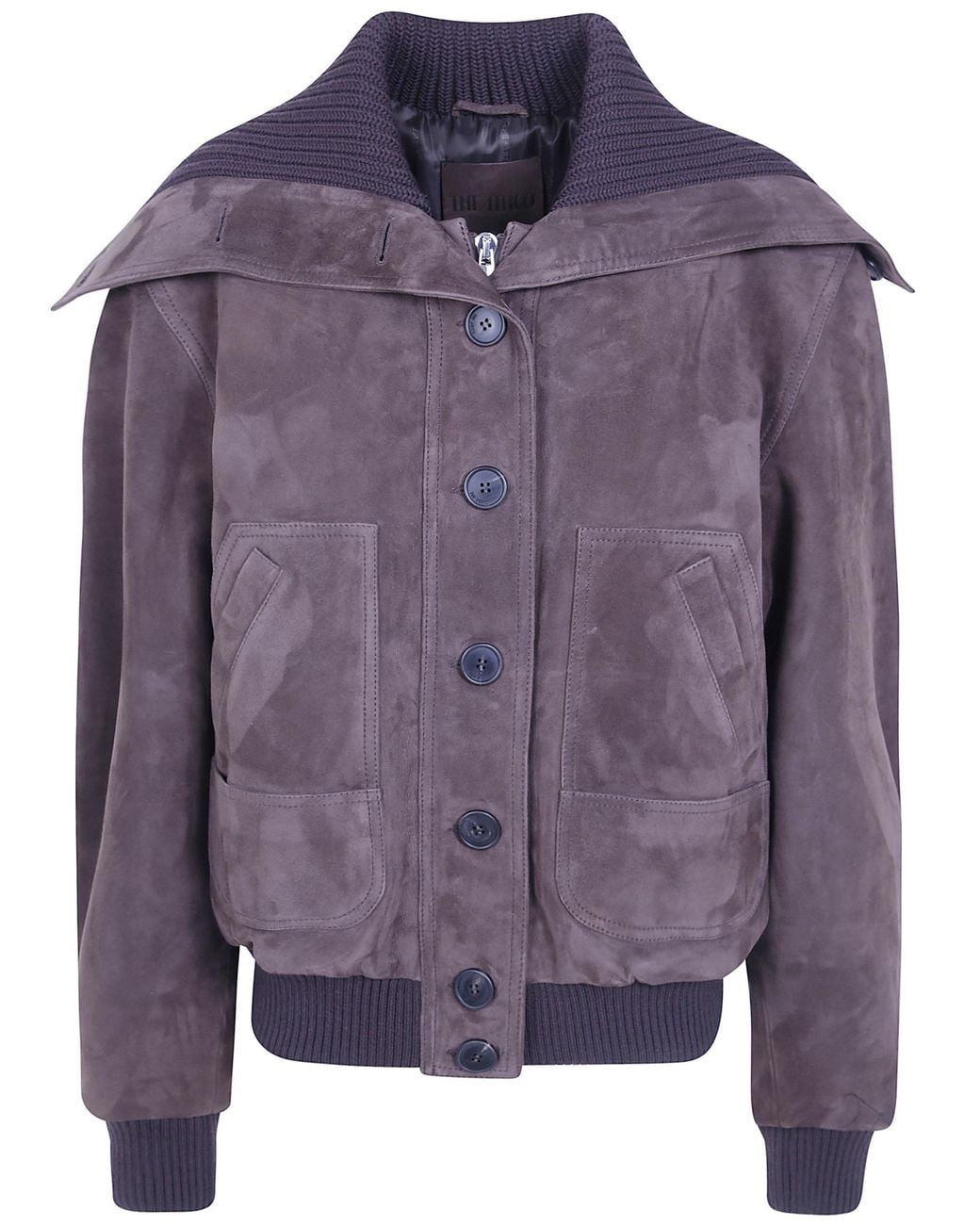 The Attico Purple Suede Bomber Jacket