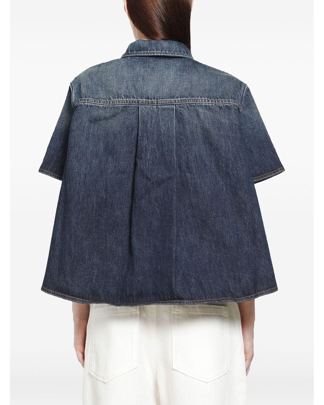 Loewe Blue Short Sleeve Denim Trapeze Shirt